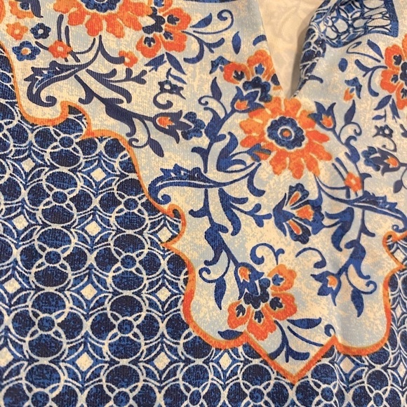 J. McLaughlin Print Tunic Catalina Cloth Navy Blue Light Blue Size Large - Picture 4 of 9